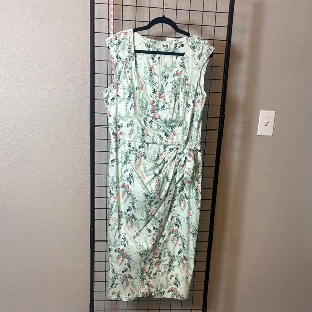 Light Green Floral Wrap Dress - Unbranded